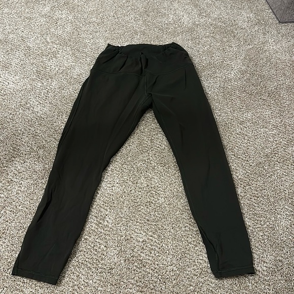 Lululemon olive green leggings with mesh up back - Picture 1 of 6